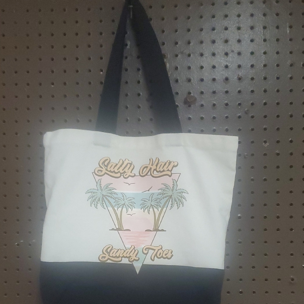 Salty Hair Sandy Toes Canvas Tote Bag - Black and White